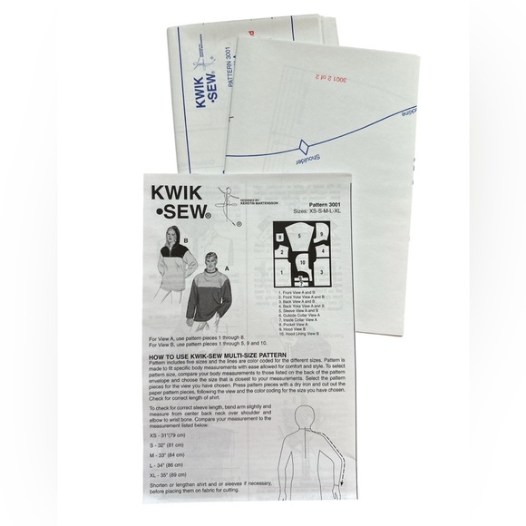 Vintage Y2K, uncut, factory folded Kwik Sew Pattern 3001 XS - XL - Picture 4 of 4
